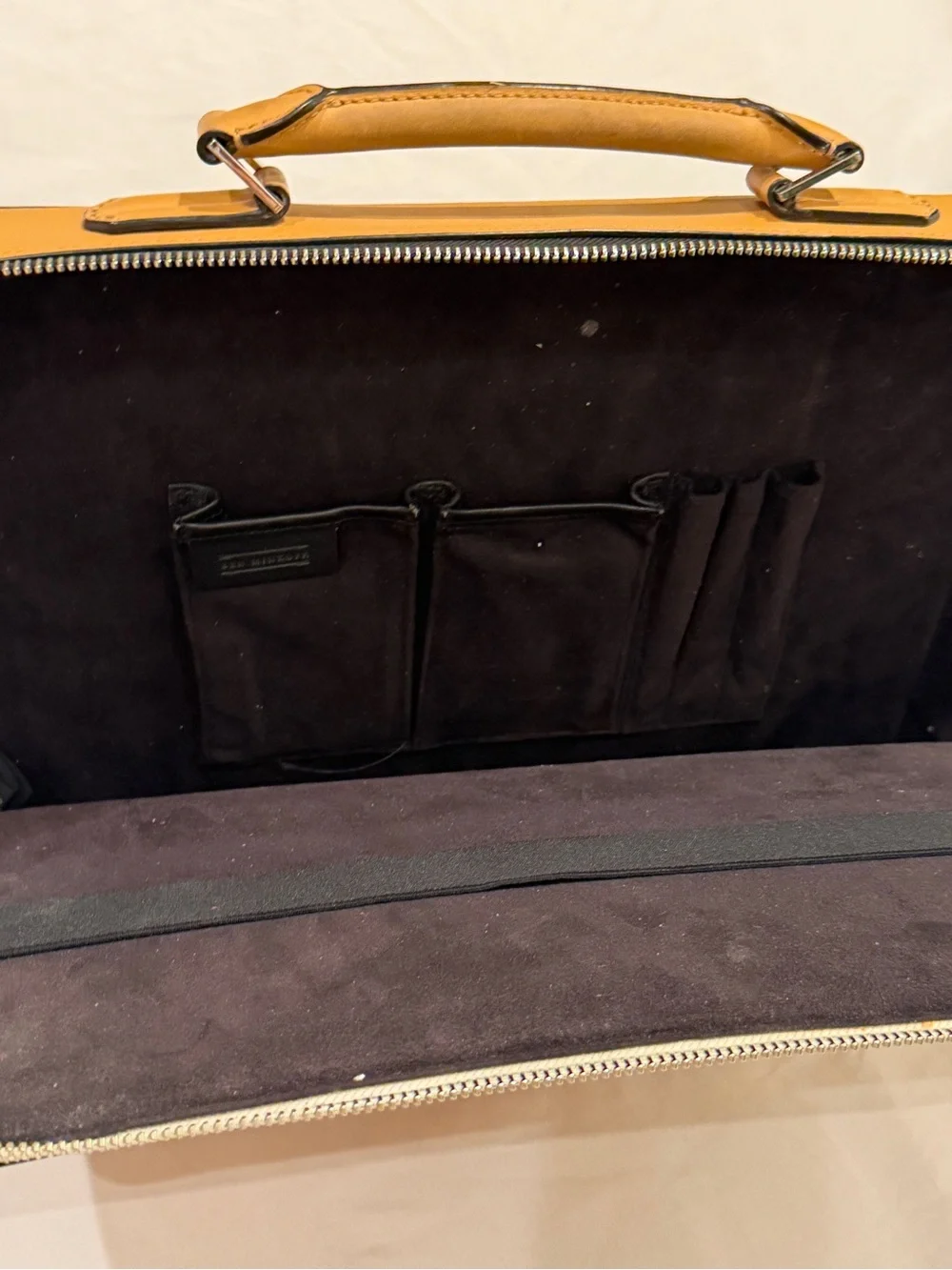 16” x 11” Genuine BEN MINKOFF Tan Camel Leather Laptop Briefcase Bag